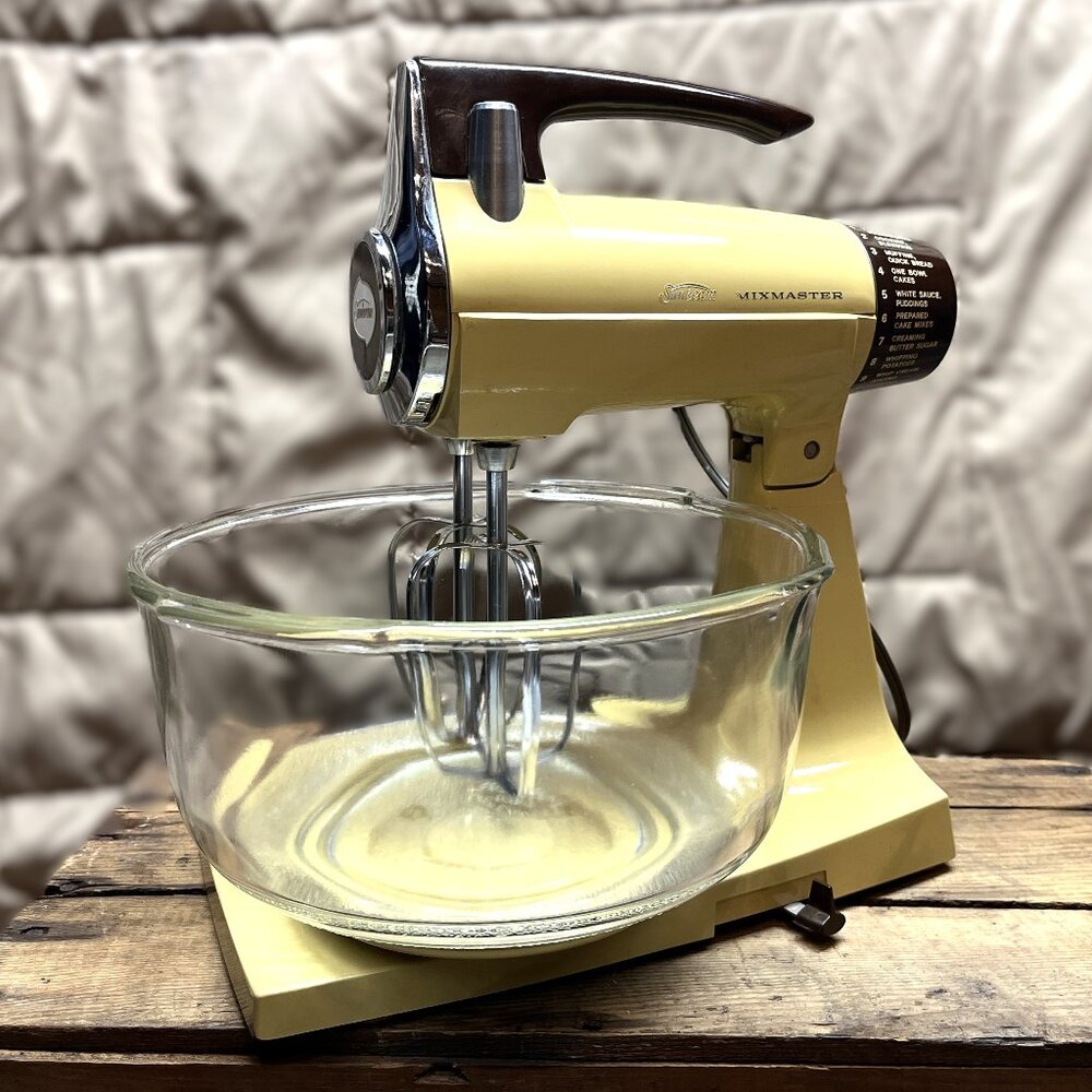 Vintage 1970’s Sunbeam Mixmaster Mixer with all Original Parts- Light Green